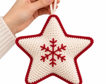 Christmas Star Crochet Pattern PDF, Snowflake Ornament Amigurumi, Holiday Decor, Stuffed Star Tree Decoration