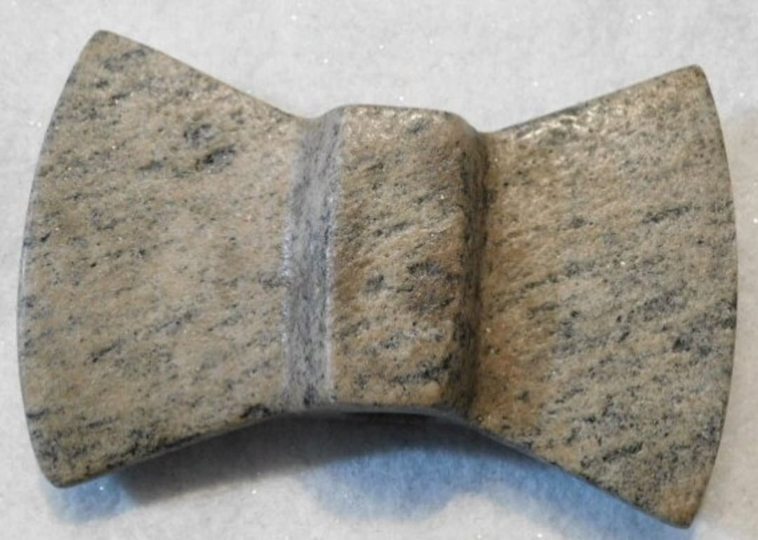 Granite Bowtie Bannerstone Indian Artifact Relic Hard Stone Tool