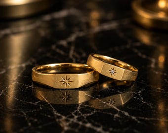 His and Hers Wedding Ring Set, Moissanite Bridal Set, Matching Wedding Bands, Couple Rings, Men's and Women's Wedding Rings