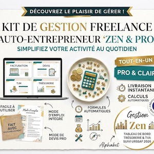 Kit Freelance Auto-Entrepreneur Excel – Facturation, Trésorerie, Devis, TJM & Suivi Prospection | Modèle 2026