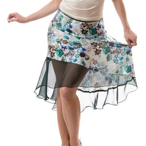 Madame Elvira - Tango Dance Silk Skirt with Chiffon