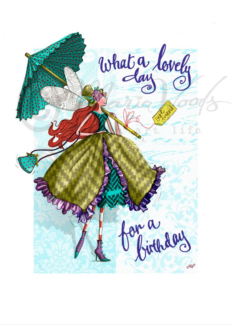 Quirky Fairy Birthday Card. Printable Greeting Card. Sparkle Cards. Girls' Guide Birthday Card ...
