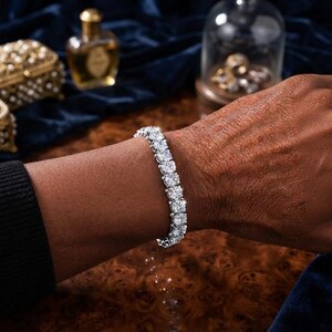 Tennisarmband aus massivem 14-karätigem Weißgold mit rundem, natürlichem Diamanten (10,0 Karat) – ein perfektes Geschenk für Damen