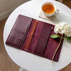 Customized leather journal, Trifold leather notebook A5, Travel leather notebook case,Personalized journal cover refillable,Journal cover A4
