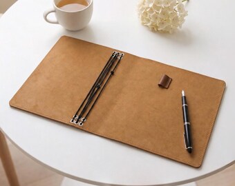 Genuine leather notebook cover,Refillable leather journal,Minimalist leather journal cover,Trifold leather notebook,A4 leather journal cover