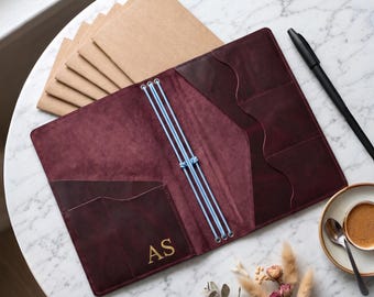 Couverture de carnet en cuir personnalisée, couverture de carnet en cuir A5 rechargeable, couverture de carnet en cuir B6, carnet en cuir gravé, couverture d'agenda A6