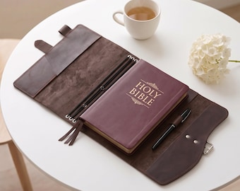Étui de Bible en cuir personnalisé, Sacoche de Bible en cuir, Étui de Bible en cuir personnalisé, Étui de Bible sur mesure, Étui de Bible avec poignée