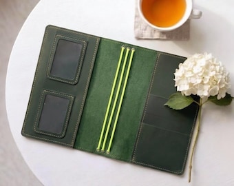 Couverture d'agenda en cuir avec poches, couverture de carnet en cuir A5 rechargeable, couverture de journal de voyage en cuir A6, couverture de journal en cuir à trois volets A4