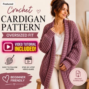 Oversized Crochet Cardigan PDF Pattern | Easy Beginner Sweater | Instant Digital Download