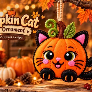 Kürbiskatze aus Filz – Nähvorlage (PDF) | Halloween-Dekoration zum Selbermachen