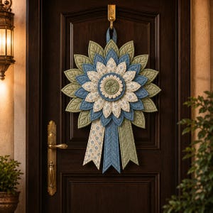 Quilted Star Flower Door Hanger Sewing Pattern, Farmhouse Decor (PDF Download)