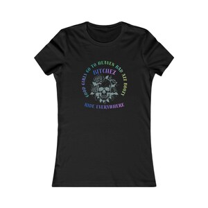 Skull with Flowers Tee | Rainbow Script 'Bitcher' Graphic T-Shirt