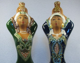 Exotic Zen Figurines with Hourglass Figures in Yoga Style Pose - OOAK - Vintage Global - Cultural - Ethnic - Worldly - Zen - Home Decor