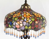 Tiffany Style Stained Glass Lamp - Art Nouveau - Victorian - Art Deco - Hollywood Regency - French Cottage Chic - OOAK Vintage Home Decor