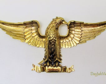 OOAK Majestic 48 inch wide Vintage Metal Wall Sculpture - Golden Eagle Art - Wall Hanging  - Freedom Symbol - Ready to Hang Home Decor