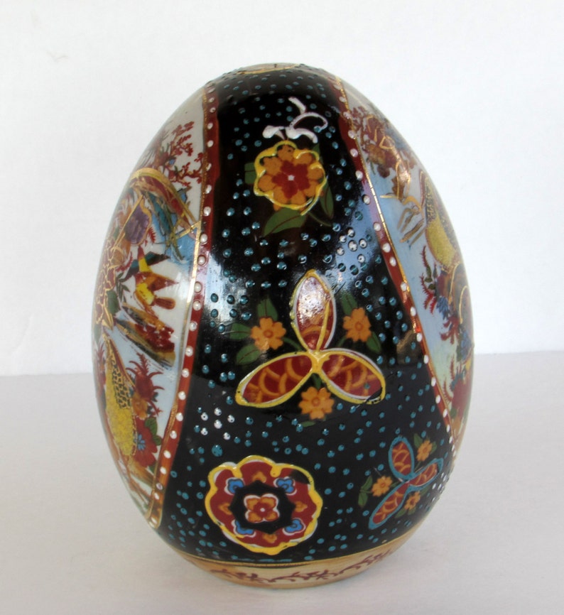 Large Satsuma Style Egg Raised Relief Gold Gilt Enamel Etsy