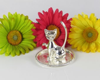 Silver Plated Cat Ring Holder