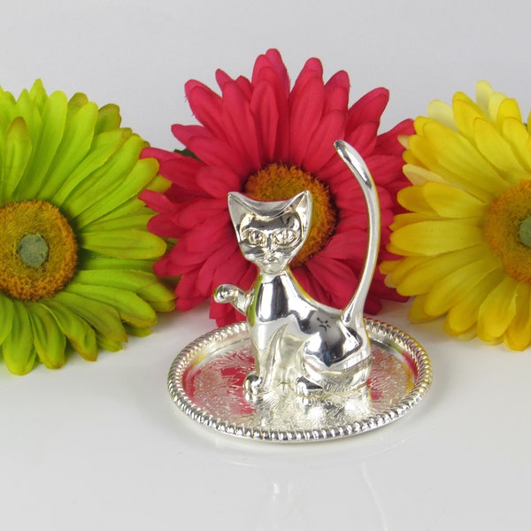 Silver Plated Cat Ring Holder