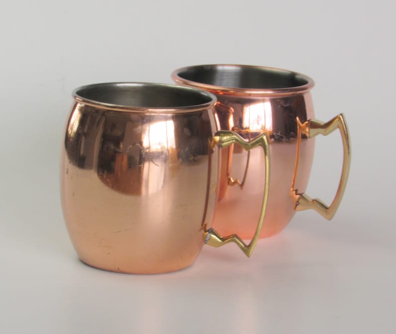 Copper Plated Metal Drinking Cups With Brass Handles Set of 2 - Etsy