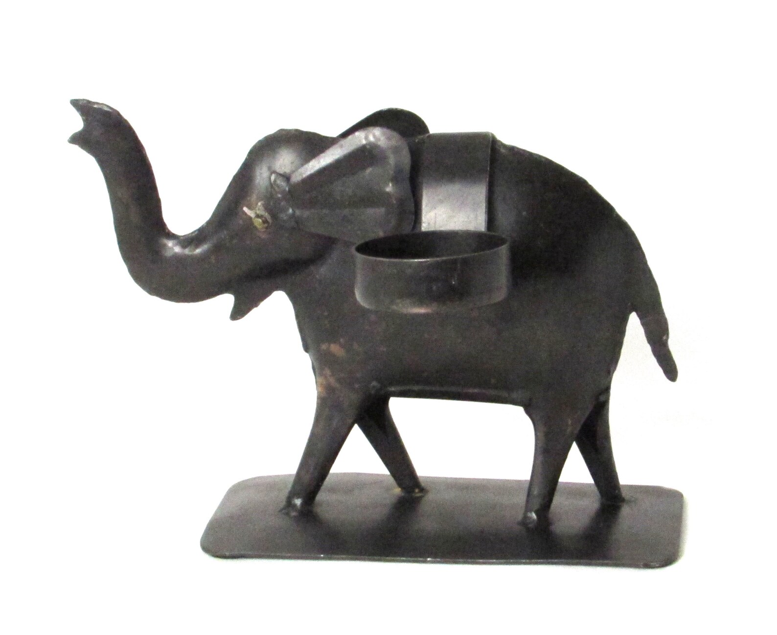 Exotic Elephant Candle Holder Dark Metal Sculpture Two Etsy