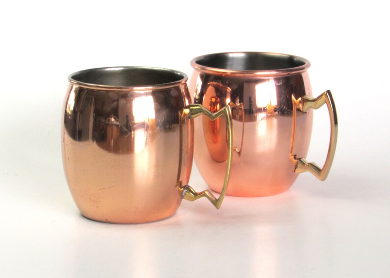 Copper Plated Metal Drinking Cups With Brass Handles Set of 2 Etsy