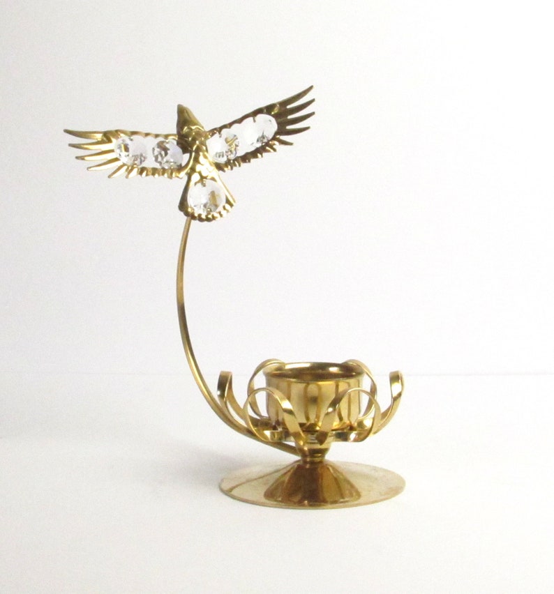 24K Gold Electroplated Eagle Candle Holder With Crystal Wings Etsy