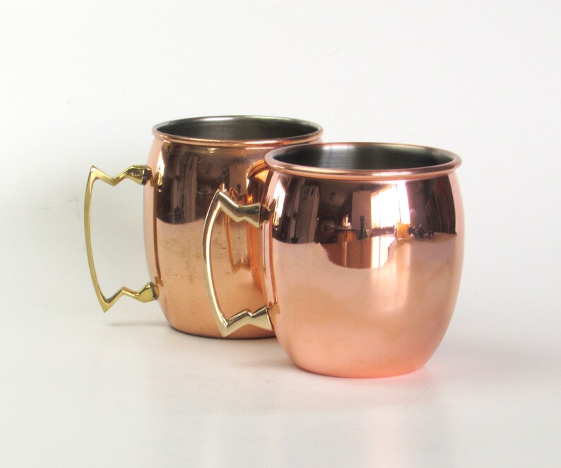 Copper Plated Metal Drinking Cups With Brass Handles Set of 2 Etsy