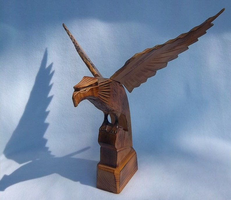 Large Hand Carved Majestic Wooden Eagle Statue Made in Poland Etsy