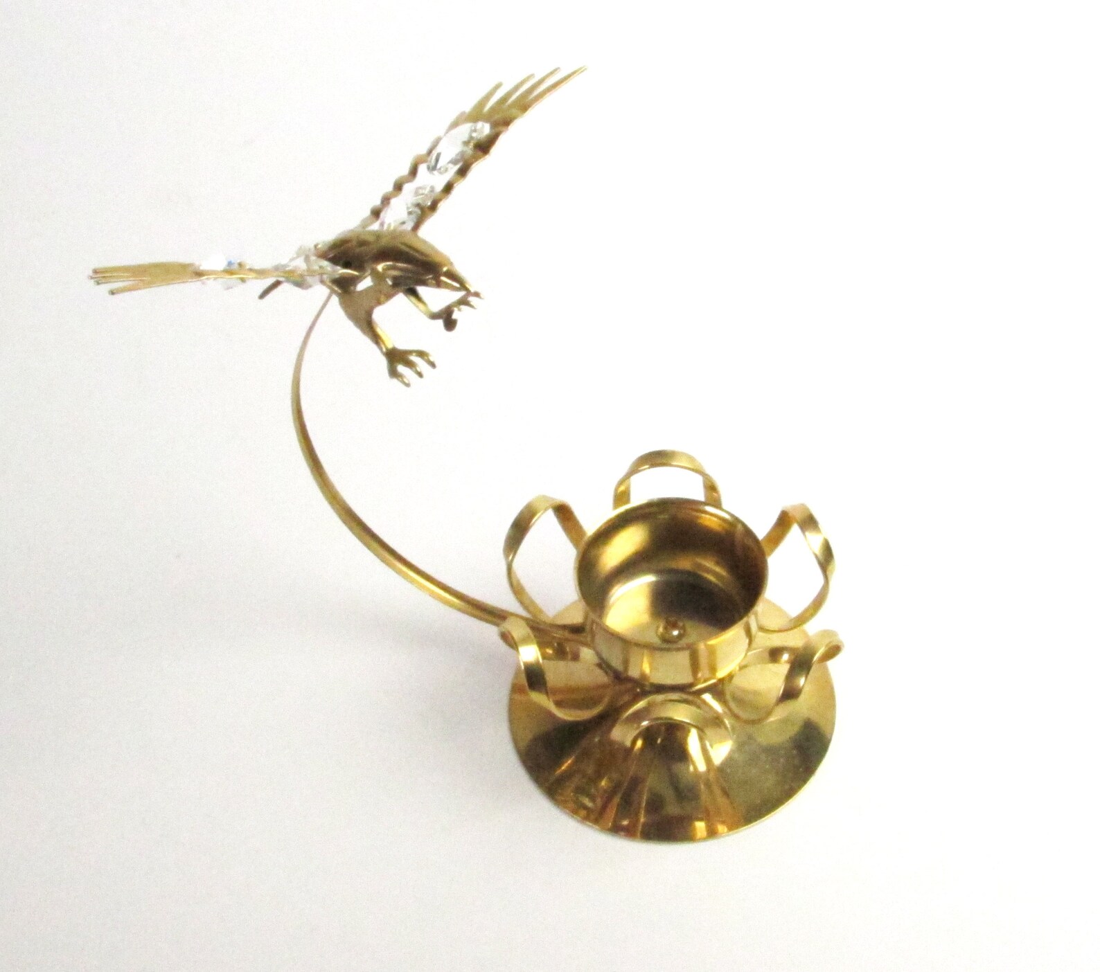 24K Gold Electroplated Eagle Candle Holder With Crystal Wings Etsy