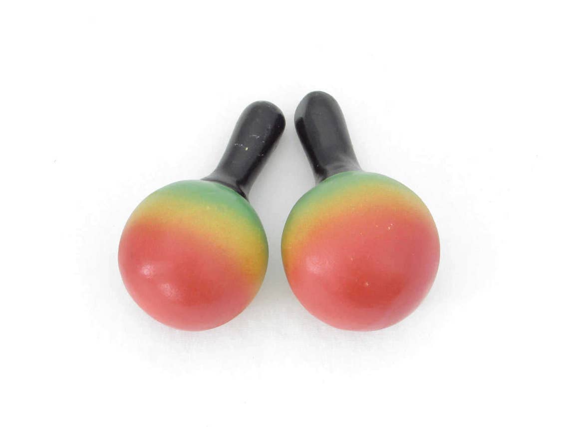 Petite Jamaican Musical Maracas Set in Red Orange Yellow and Etsy