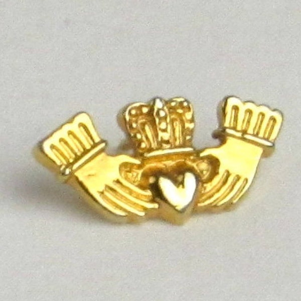 Golden Claddagh Pin - Irish Symbol of Love and Friendship - Vintage Jewelry Accessories