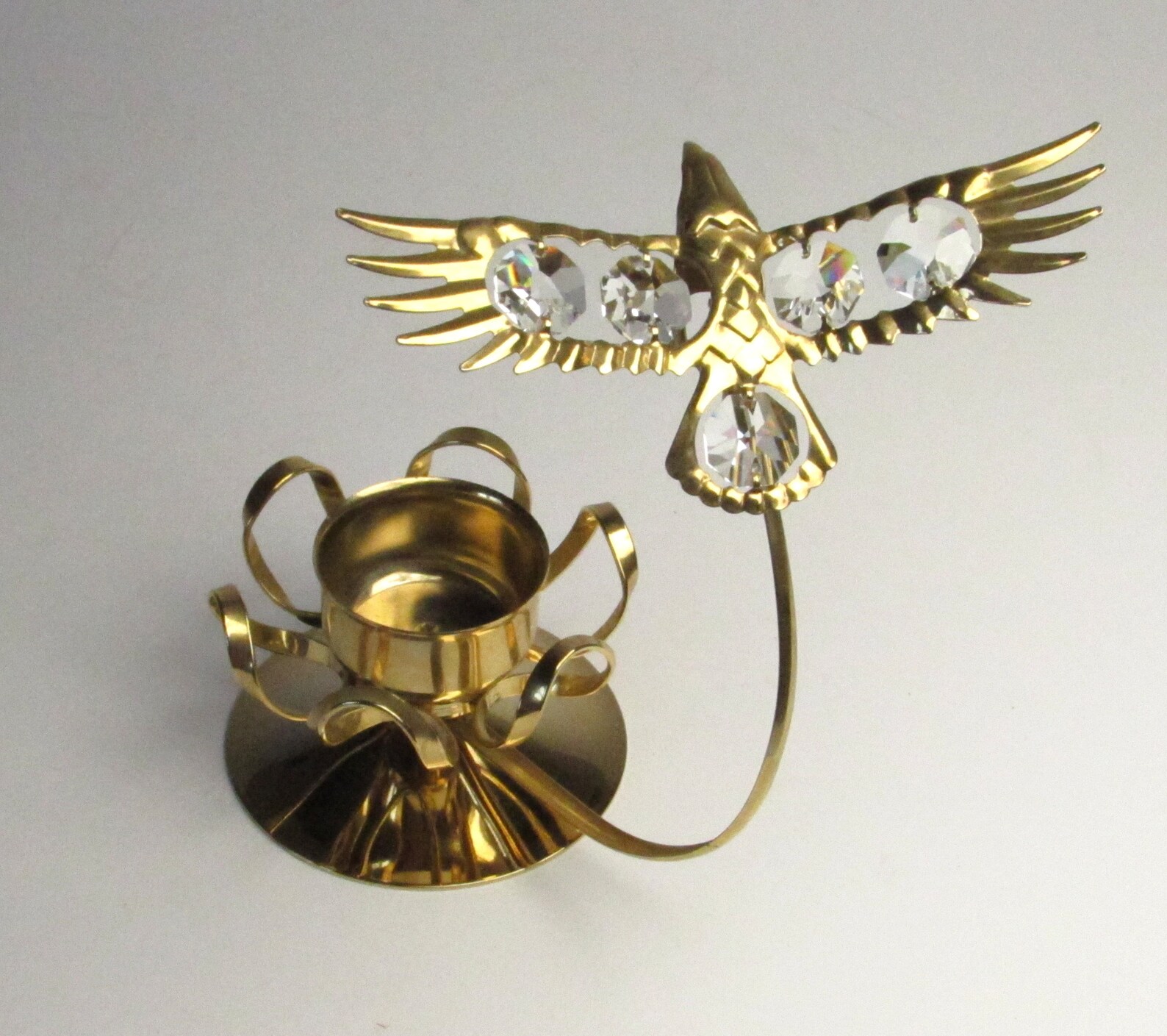 24K Gold Electroplated Eagle Candle Holder With Crystal Wings Etsy