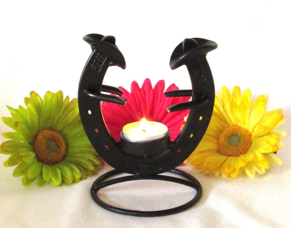 Horseshoe Cowboys Candle Holder Vintage Cast Iron Holder for Etsy