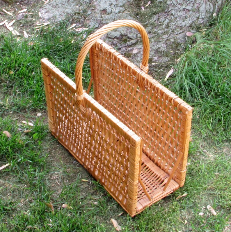 Wicker Magazine Rack Vintage 1960s Home Decor Etsy Canada