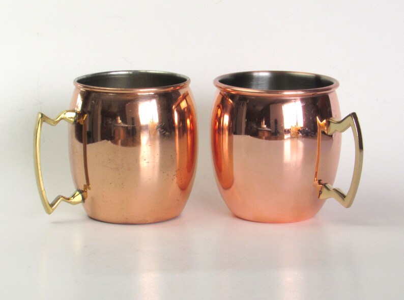 Copper Plated Metal Drinking Cups With Brass Handles Set of 2 Etsy
