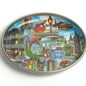 New Orleans Tin Plate Tray Dish Home Decor Vintage 1960s Souvenir Art Artist Signed immagine 10