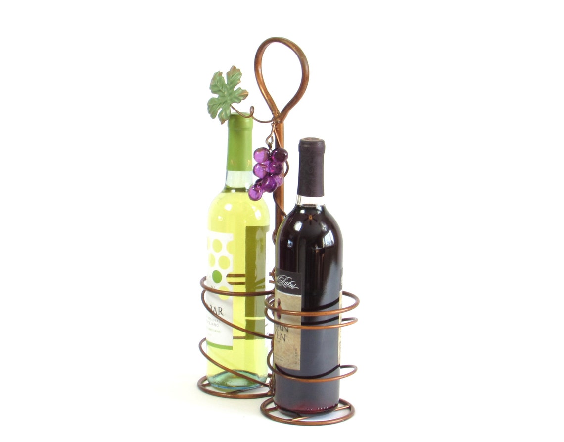 Wine Bottle Holder Two Wine Bottle Rack Grapes and Leaf Etsy
