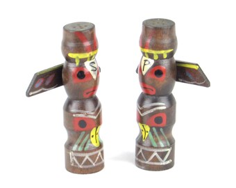 Rare Totem Pole Salt and Pepper Shakers