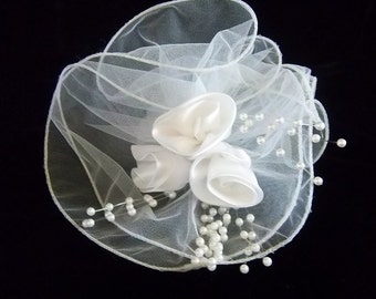 Bridal Hair  Piece - Fascinator - Headpiece - Veil - Vintage Accessory Wear