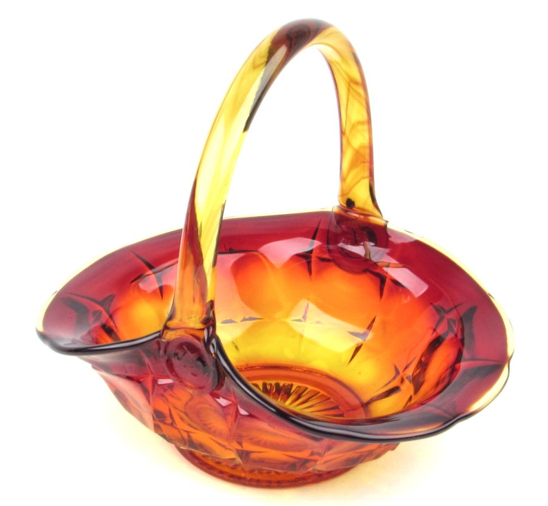 Glass Amberina Basket Red Orange Yellow Fade Glass - Etsy