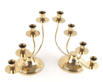 Tiered Candelabra Candle Holders Pair for 8 Taper Candles - Vintage Centerpiece Home Decor