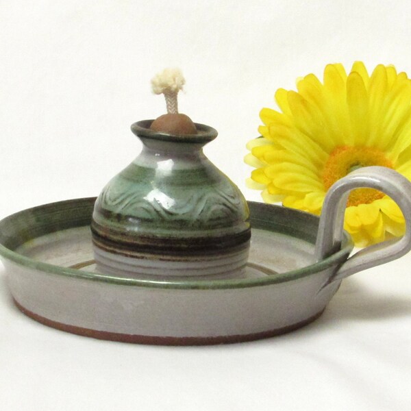 Pottery Oil Lamp Etsy