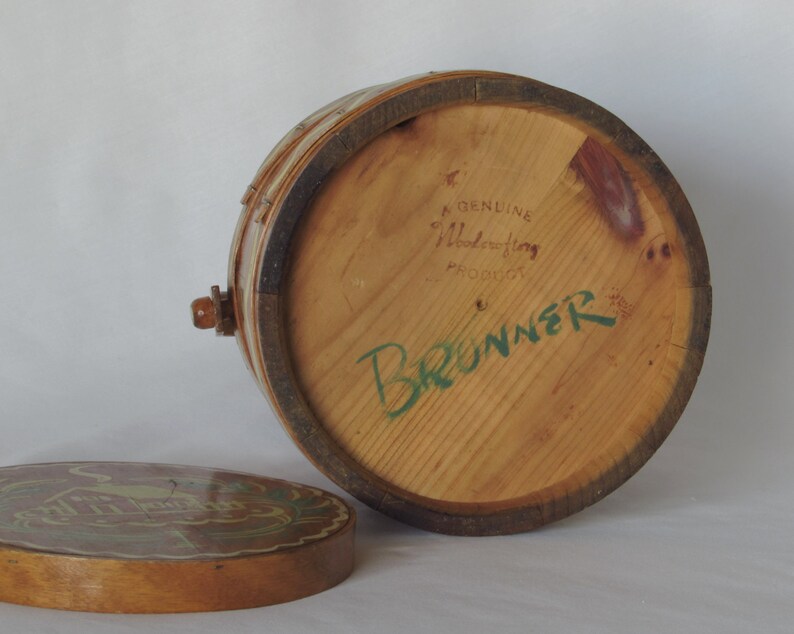 Antique Wood Cookie Jar With Lid Wooden Bucket Style Hand Etsy