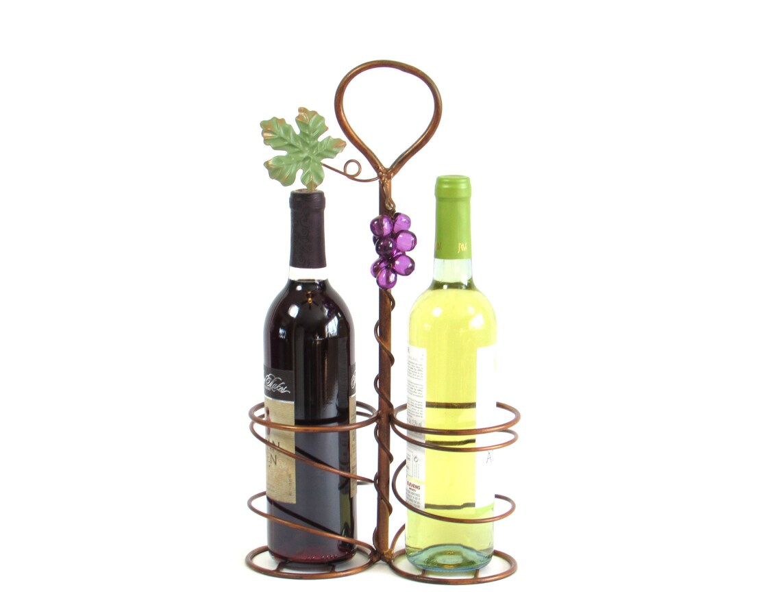 Wine Bottle Holder Two Wine Bottle Rack Grapes and Leaf Etsy