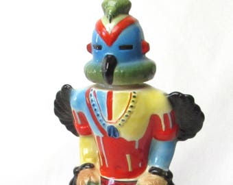 Katchina Decanter - Liquor Bottle - Vintage 1973 Ezra Brooks Kachina Humming Bird - Hopi Indian - Southwestern Home - Bar - Man Cave Decor