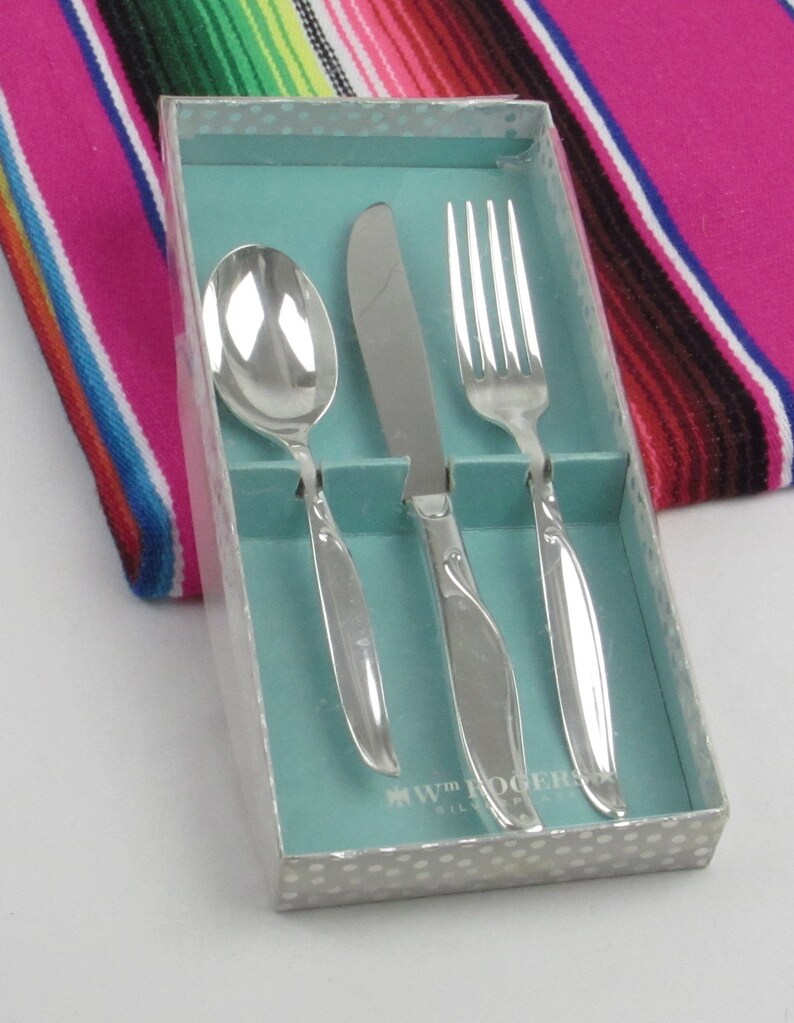 Childrens Silver Flatware Set by Wm A Rogers in Original Box Etsy