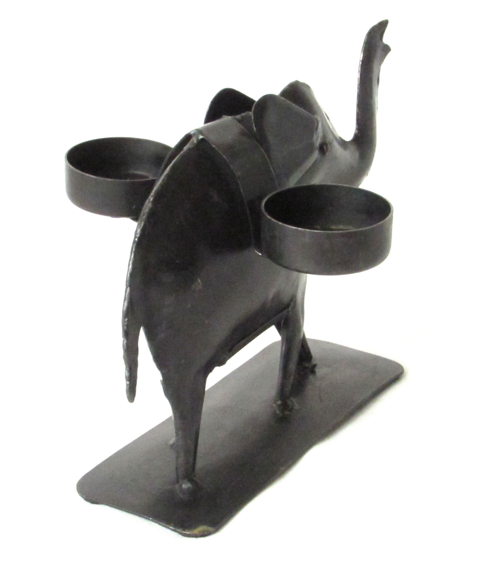 Exotic Elephant Candle Holder Dark Metal Sculpture Two Etsy