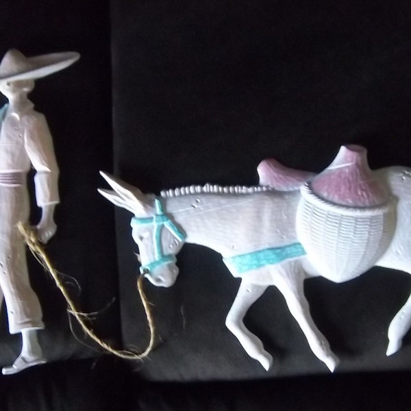 Metal Wall Sculpture A Man and his Donkey - Old Timer and Mule Prospector - Traveller - Southwest Trek - Water Jugs - Sombrero