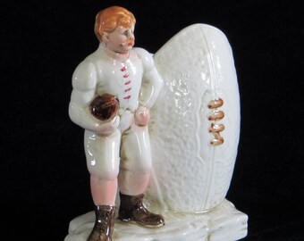 Old Fashioned Football Player Planter - Numbered - Turn of the Century Uniform - Sports Enthusiast - Super Bowl Figure Vintage Home Decor