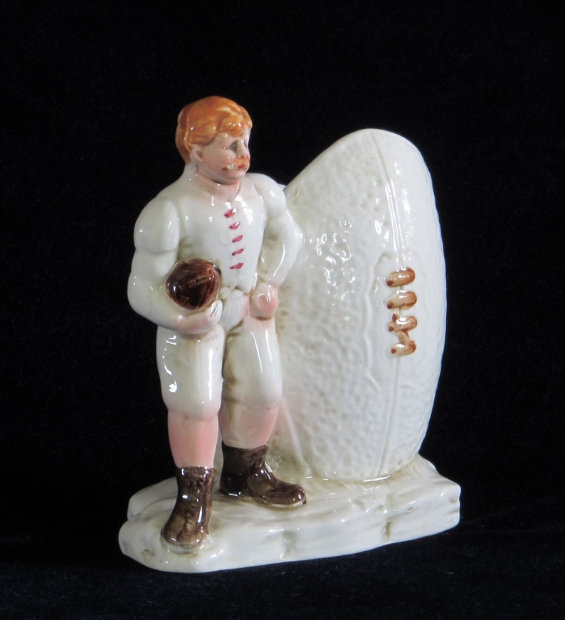 Old Fashioned Football Player Planter Numbered Turn of the Century Uniform Sports Enthusiast Super Bowl Figure Vintage Home Decor image 1